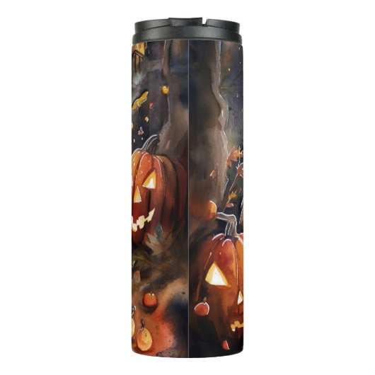 Halloween Golden Retriever met pompoenen eng Thermosbeker (Achterkant)
