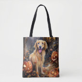 Halloween Golden Retriever met pompoenen eng Tote Bag (Voorkant)