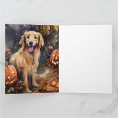 Halloween Golden Retriever Met Pompoenen Griezelen Kaart (Binnen)
