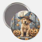 Halloween Golden Retriever Puppy Jack O Lanterns Magneet (Voorkant / Achterkant)