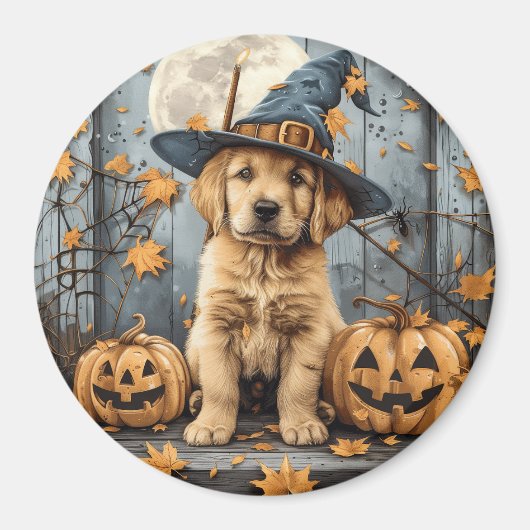 Halloween Golden Retriever Puppy Jack O Lanterns Magneet (Voorkant)