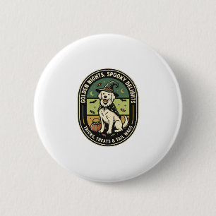 Halloween Golden Retriever Spoker Nachtclub Ronde Button 5,7 Cm