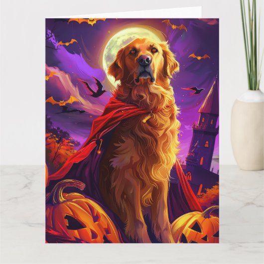 Halloween Golden Retriever Vampire Pumpkins eng Kaart (Voorkant)