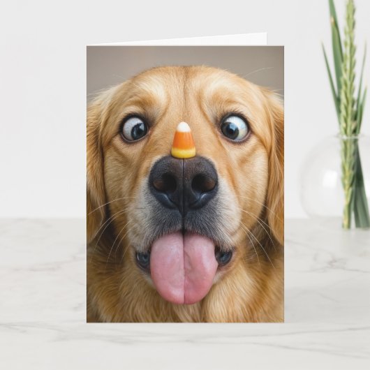 Halloween Golden Retriever With Candy Corn Kaart (Voorkant)
