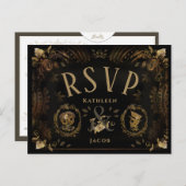 Halloween Golden Skeletons RSVP Briefkaart (Voorkant / Achterkant)