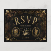 Halloween Golden Skeletons RSVP Briefkaart (Voorkant)