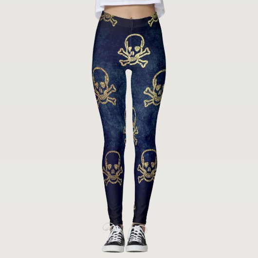 Halloween Golden Skulls Leggings (Voorkant)