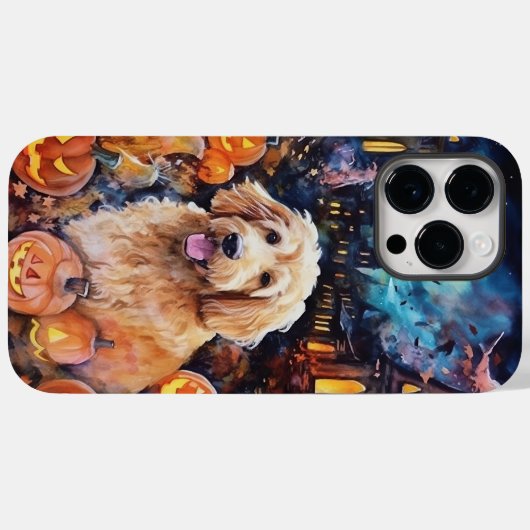 Halloween Goldendole met pompoenen eng Case-Mate iPhone Case (Achterkant (horizontaal))