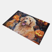 Halloween Goldendole met pompoenen eng Deurmat (Schuin)