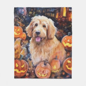 Halloween Goldendole met pompoenen eng Fleece Deken (Voorkant)