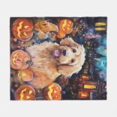 Halloween Goldendole met pompoenen eng Fleece Deken (Voorkant (Horizontaal))