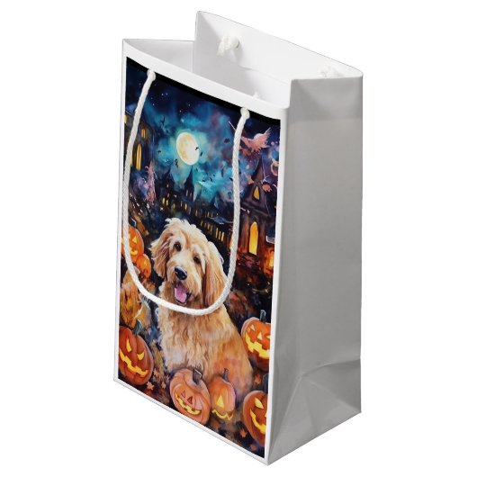 Halloween Goldendole met pompoenen eng Klein Cadeauzakje (Achterkant Gekanteld)