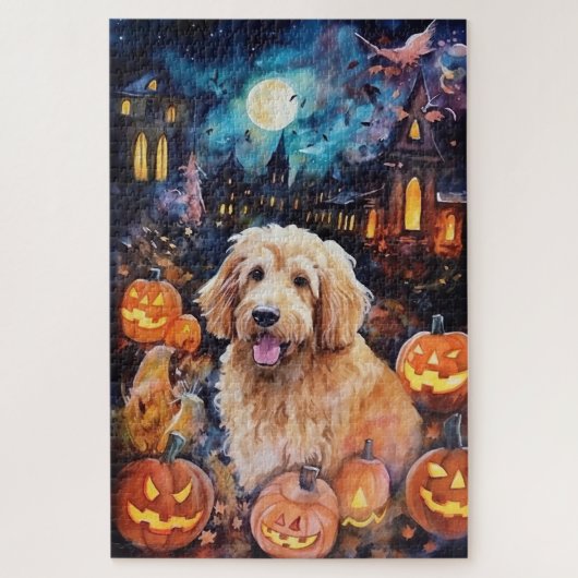 Halloween Goldendole met pompoenen eng Legpuzzel (Verticaal)