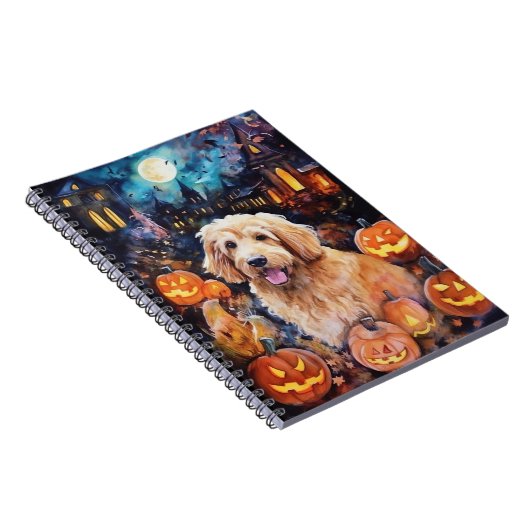 Halloween Goldendole met pompoenen eng Notitieboek (Rechterzijde)