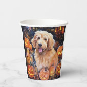Halloween Goldendole met pompoenen eng Papieren Bekers (Achterkant)