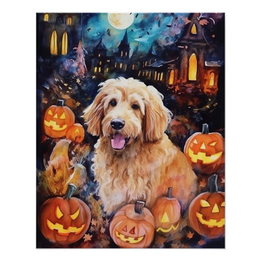 Halloween Goldendole met pompoenen eng Perfect Poster (Voorkant)