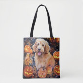 Halloween Goldendole met pompoenen eng Tote Bag (Voorkant)