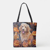 Halloween Goldendole met pompoenen eng Tote Bag (Achterkant)