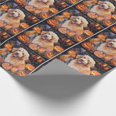 Halloween Goldendoodle met pompoenen eng Cadeaupapier (Hoek)