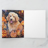 Halloween Goldendoodle met pompoenen eng Kaart (Binnen)