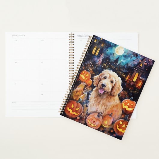 Halloween Goldendoodle met pompoenen eng Planner (Display)