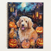 Halloween Goldendoodle met pompoenen eng Planner (Voorkant)