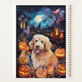 Halloween Goldendoodle met pompoenen eng Planner (Achterkant)