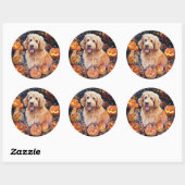 Halloween Goldendoodle met pompoenen eng Ronde Sticker (Vel)