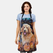 Halloween Goldendoodle met pompoenen eng Schort (Gedragen)