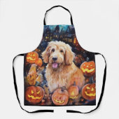 Halloween Goldendoodle met pompoenen eng Schort (Voorkant)