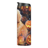 Halloween Goldendoodle Met Pompoenen Eng Thermosbeker (Geroteerd rechts)