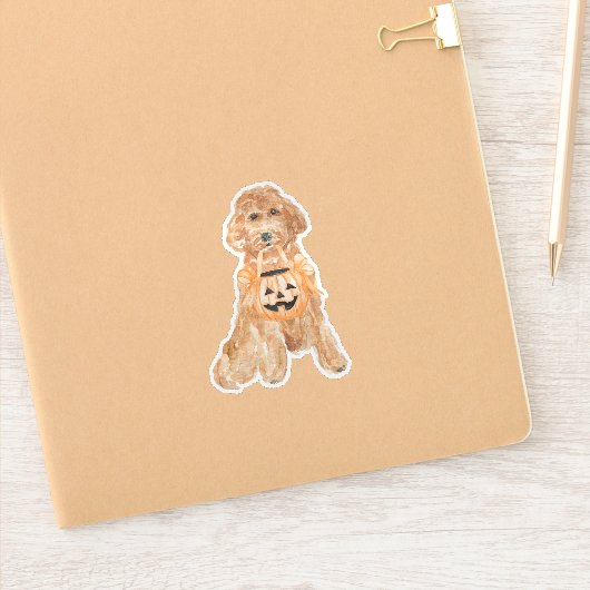 Halloween Goldendoodle Pumpkin Trick of Treating Sticker (Notitieboek)