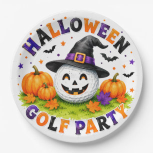 Halloween Golf Feest Heksenhoed Golfbal Papieren Bordje