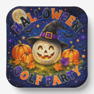 Halloween Golf Feest Heksenhoed Golfbal Papieren Bordje
