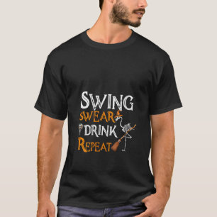 Halloween Golf Flamingo Heks Swing Swing Swear Dri T-shirt
