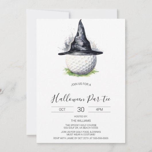Halloween Golf Invitation, Halloween Par-t-shirt Kaart (Voorkant)