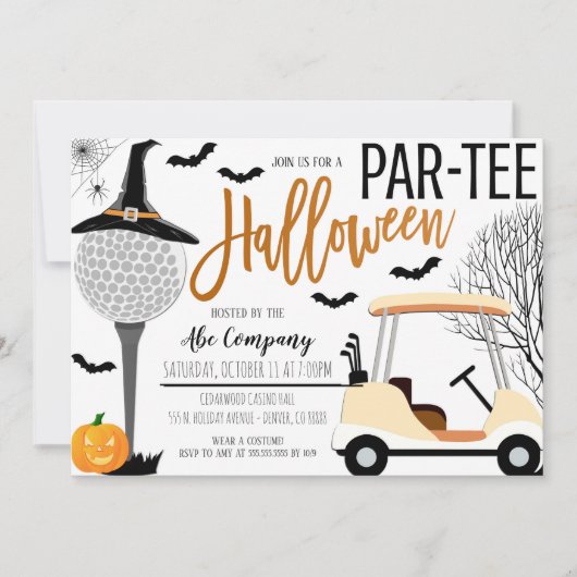 Halloween Golf Party uitnodiging (Voorkant)