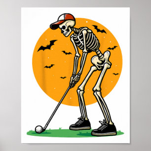 Halloween Golf Skelet Golfer Grappige Halloween Go Poster