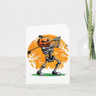 Halloween Golf Skelet Golfer Pompoen Halloween G Kaart