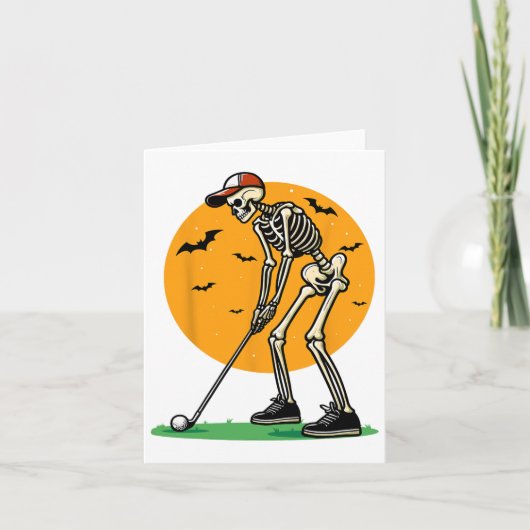 Halloween Golf Skeleton Golfer Grappig Halloween G Kaart (Voorkant)