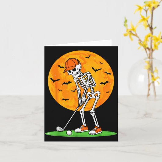 Halloween Golf Skeleton Soky Golfer Halloween Golf Kaart (Gele Bloem)