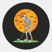 Halloween Golf Skeleton Soky Golfer Halloween Golf Ronde Sticker (Voorkant)