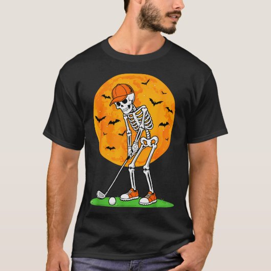 Halloween Golf Skeleton Soky Golfer Halloween Golf T-shirt (Voorkant)