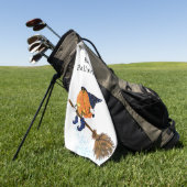 Halloween Golf Towel Witch Pumpkin Flying Broom Golfhanddoek (Groen)