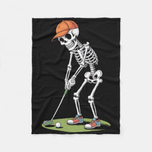Halloween Golfer Golf Player Skeleton Golf Funny M Fleece Deken