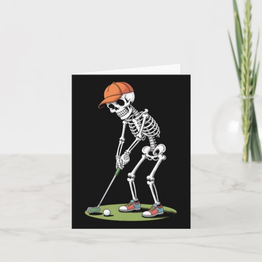 Halloween Golfer Golf Speler Skelet Golf Grappig M Kaart (Voorkant)