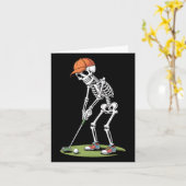 Halloween Golfer Golf Speler Skelet Golf Grappig M Kaart (Gele Bloem)
