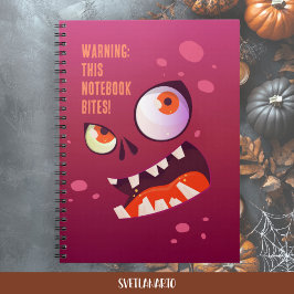 Halloween Goofy Eyed Zombie Face Spiral Notebook Notitieboek