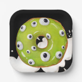 Halloween Googley Eyed Groen Monster Donut Papieren Bordje (Voorkant)