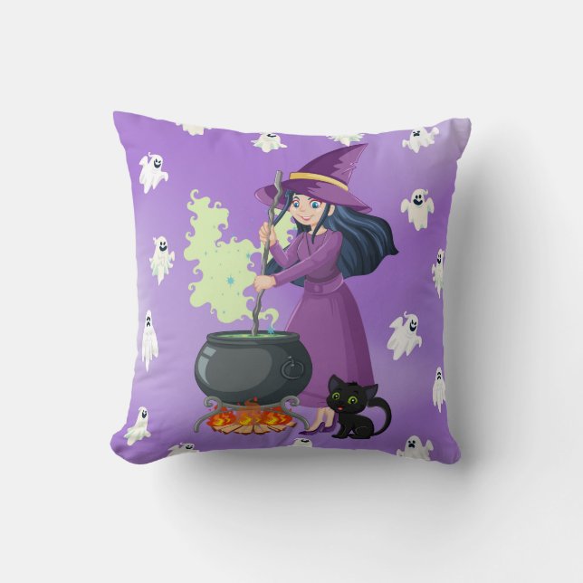 Halloween gooi kussen - heksenbrouwsel (Voorkant)